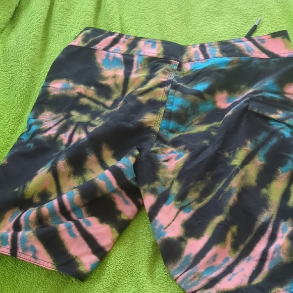Volcom Kids Swim Trunks - Black, Blue, Yellow Tie-Dye - Picture 5 of 5